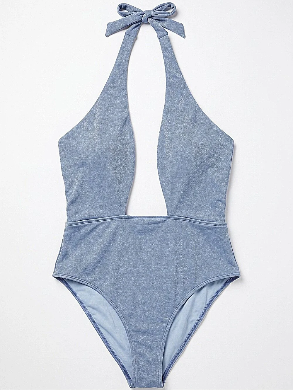 NWT! Cupshe Sparkle Halter One-Piece Swimsuit in Light Blue